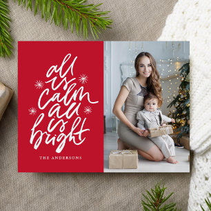 Cartão Postal De Festividades Tudo Com Letra Mão Está Calmo Tudo Está Vermelho B