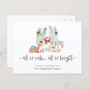 Cartão Postal De Festividades Tudo É Calmo Natividade Seasons Saudações Natal