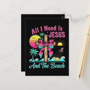 Cartão Postal De Festividades Tudo Que Preciso É Jesus E A Praia