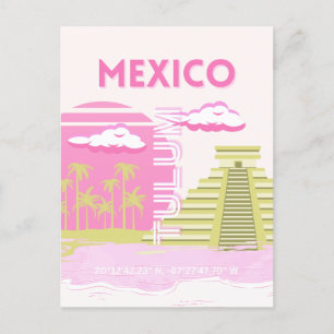 Cartão Postal De Festividades Túlio, México, Viagem, Arte Rosa