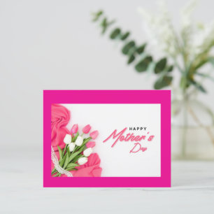 Cartão Postal De Festividades Tulipas cor-de-rosa do Dia de as mães