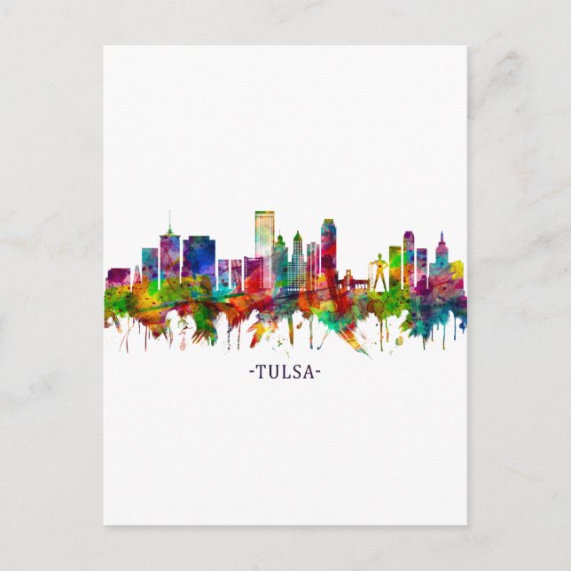 Cartão Postal De Festividades Tulsa Oklahoma Skyline (Frente)