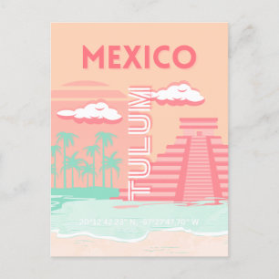 Cartão Postal De Festividades Tulum, México, Viagem Art