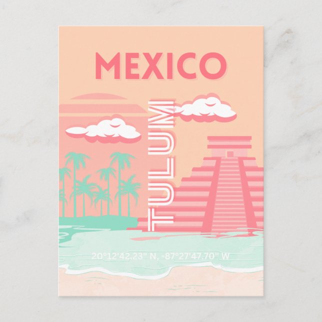 Cartão Postal De Festividades Tulum, México, Viagem Art (Frente)