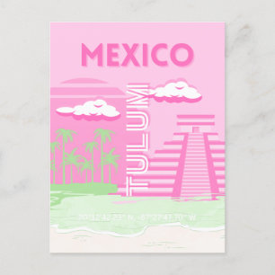 Cartão Postal De Festividades Tulum, México, Viagem, Arte, Pré-Arte, Rosa
