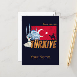 Cartão Postal De Festividades Türkiye Istambul Vintage Flag Turquia Souvenir