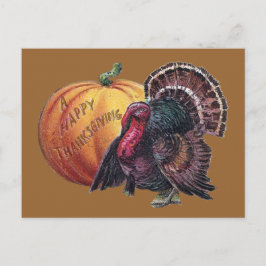 Cartão Postal De Festividades Turquia e Pumpkin Vintage Ação de Graças
