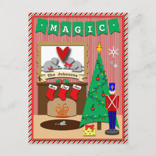 Cartão Postal De Festividades Twas the Night Before Christmas • 3 Stockings