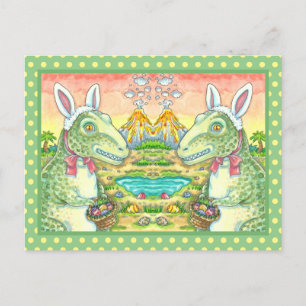 CARTÃO POSTAL DE FESTIVIDADES TYRANNOSAURUS, CUTE T-REX, LESTE BUNNY DINO