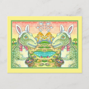 CARTÃO POSTAL DE FESTIVIDADES TYRANNOSAURUS, CUTE T-REX, LESTE BUNNY DINO