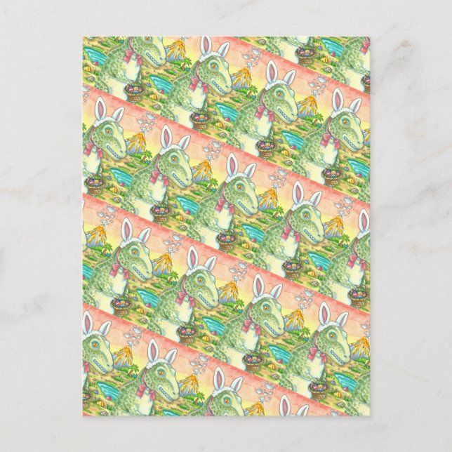 CARTÃO POSTAL DE FESTIVIDADES TYRANNOSAURUS, T-REX GENTO, DINO BUNNY LESTE (Frente)