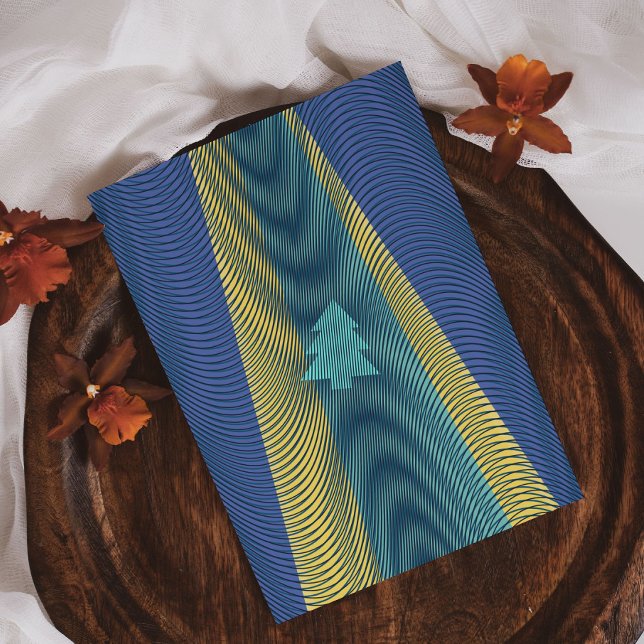 Cartão Postal De Festividades UFO Árvore Natal Abdução Blue Green Rad (Criador carregado)