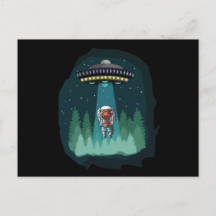Cartão Postal De Festividades UFO T-Rex do astronauta do dinossauro