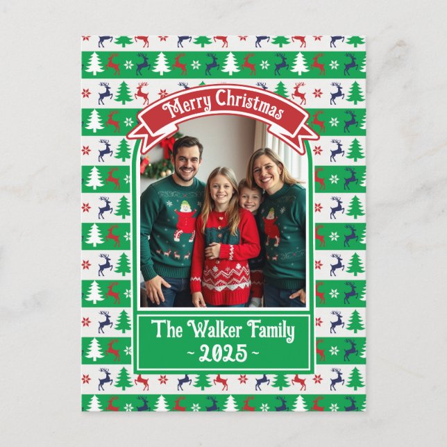 Cartão Postal De Festividades Ugly Christmas Sweater Jumper Family Photo  (Frente)