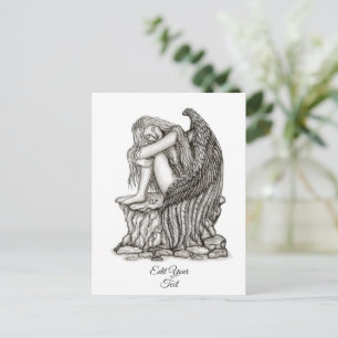 Cartão Postal De Festividades Um anjo adormecido na pedra