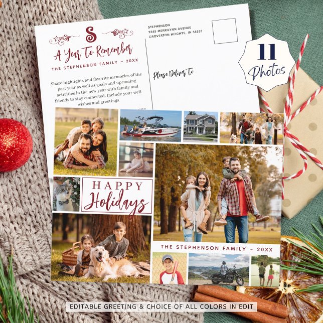 Cartão Postal De Festividades Um Ano Para Lembrar Feriados FELIZES 11 Colagem Fo (Criador carregado)