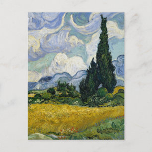 Cartão Postal De Festividades Um Campo de Trigo com Ciprestes Van Gogh