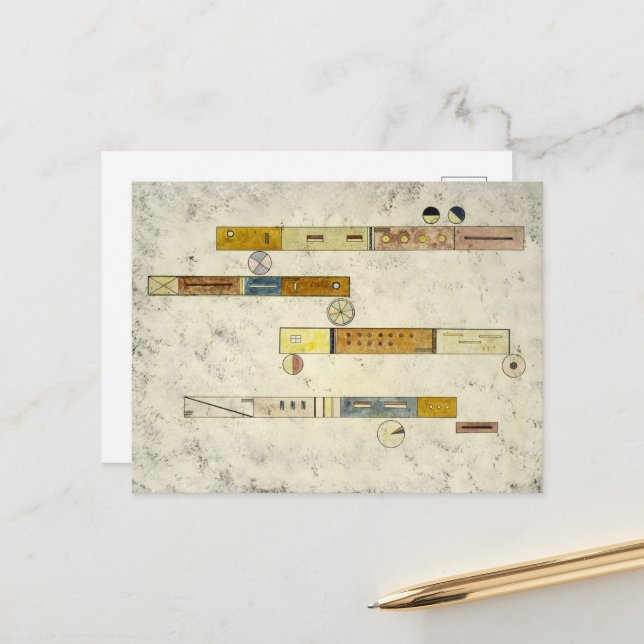 Cartão Postal De Festividades Um Depois do Outro por Wassily Kandinsky (Frente/Verso In Situ)