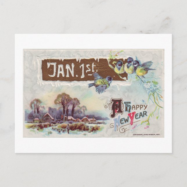 Cartão Postal De Festividades Um Feliz ano novo (Frente)