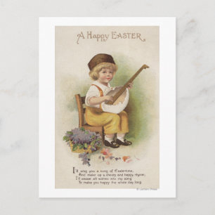 Cartão Postal De Festividades Um Feliz PáscoaBoy com guitarra de Ovo