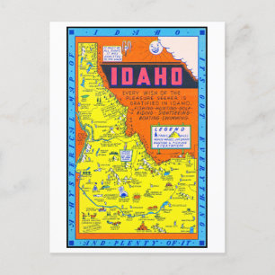 Cartão Postal De Festividades Um Mapa Retroativo Histérico de Idaho 1949