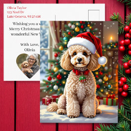 Cartão Postal De Festividades Um Natal de Poodle Fofo Personalizado