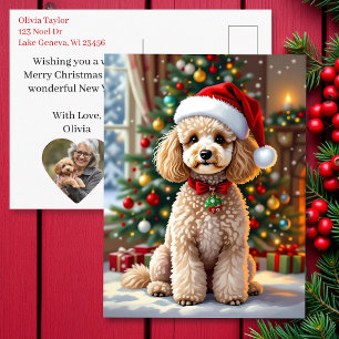 Cartão Postal De Festividades Um Natal de Poodle Fofo Personalizado