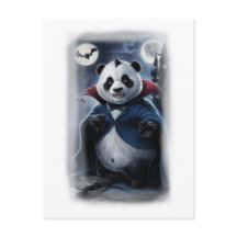 Um Panda Dracula Engraçado em um Branco