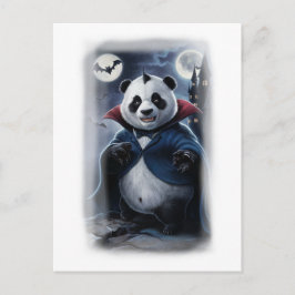Cartão Postal De Festividades Um Panda Dracula Engraçado em um Branco