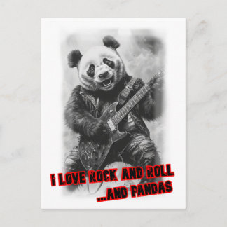 Cartão Postal De Festividades Um Panda Rocker tocando Guitarra Elétrica em um