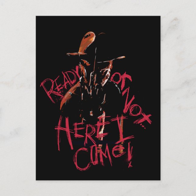 Cartão Postal De Festividades Um Pesadelo em Elm Street | Pronto ou Não (Frente)