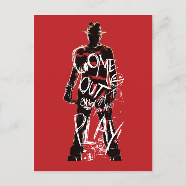 Cartão Postal De Festividades Um pesadelo na Elm Street | Sair e Brincar (Frente)