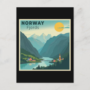 Cartão Postal De Festividades Um Poster de viagens Clássico Nostálgico - Fjords 