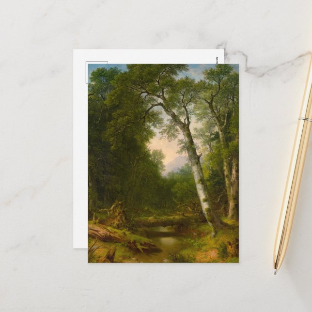Cartão Postal De Festividades Um riacho na floresta por Asher Brown Durand (Frente/Verso In Situ)