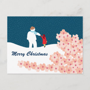 Cartão Postal De Festividades Um Stroll com o Cartão-Postal de Natal de Snowman
