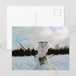 Cartão Postal De Festividades Um verdadeiro Snowman e uma fotografia da paisagem