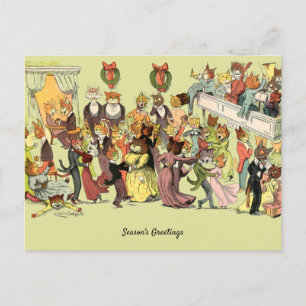 Cartão Postal De Festividades Uma Bola de Natal em Catsville por Louis Wain