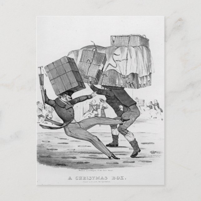 Cartão Postal De Festividades Uma Caixa de Natal, 1836 (Frente)