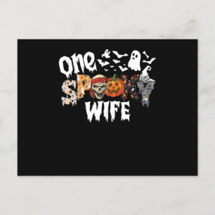 Cartão Postal De Festividades Uma Esposa Assustadora de Halloween Leopardo Groov