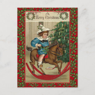 Cartão Postal De Festividades Uma Feliz Arte Vintage De Cavalo De Fogueira De Na