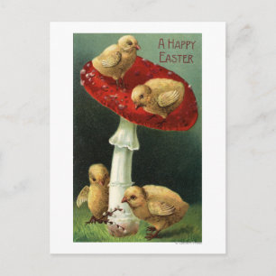 Cartão Postal De Festividades Uma Feliz PáscoaChicotes no Cogumelo Vermelho