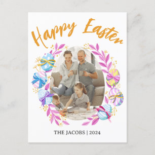 Cartão Postal De Festividades Uma foto da família de Felzs pascoa Elegante simpl