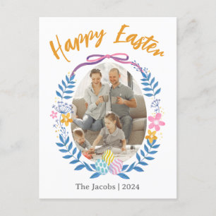Cartão Postal De Festividades Uma foto da família de Felzs pascoa Elegante simpl
