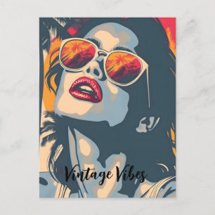 Cartão Postal De Festividades Uma mulher no estilo retrô