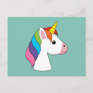 Cartão Postal De Festividades Unicórnio Mágico Fofo com Cabelo Colorido