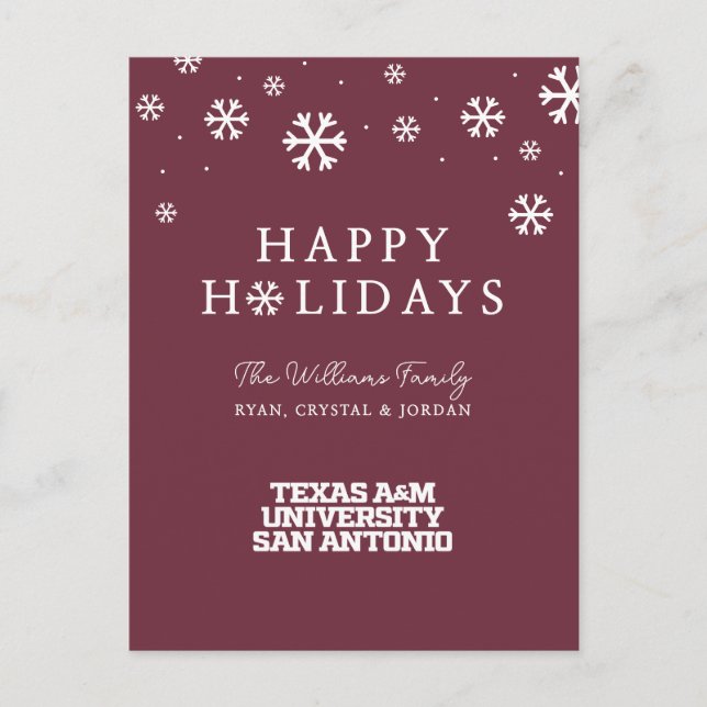 Cartão Postal De Festividades Universidade do Texas A&M - San Antonio (Frente)