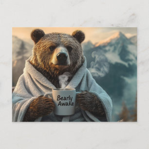 Cartão Postal De Festividades Urso com túnica de café