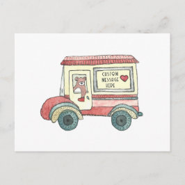 Cartão Postal De Festividades Urso de Caminhão de Correio Mensagem Personalizada