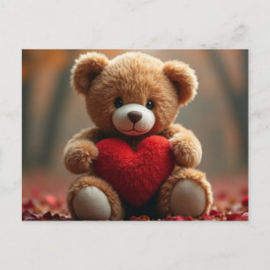 Cartão Postal De Festividades Urso de pelúcia fofo do Dia dos Namorados