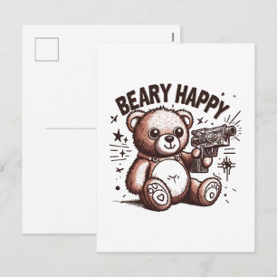 Cartão Postal De Festividades Urso de Pelúcia Muito Feliz